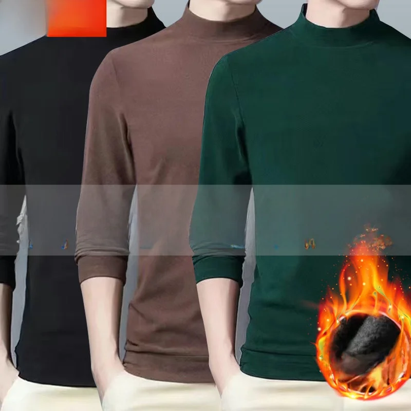 

Men's Thermal Long Sve T-irt f High Collar Thiened Dervo Base irt Faionable Urban Sle Polyester Fiber Winter ...