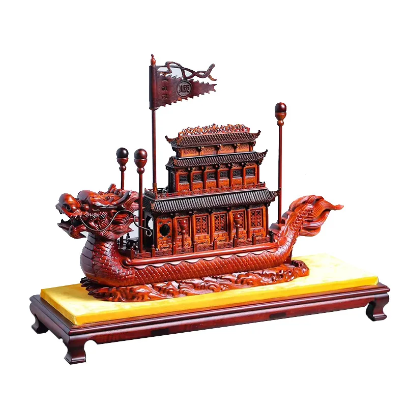 Dragon Boat Creative Wood, Ornament, Burmese Pear, Ebony Chinese Retro Wood Ornament