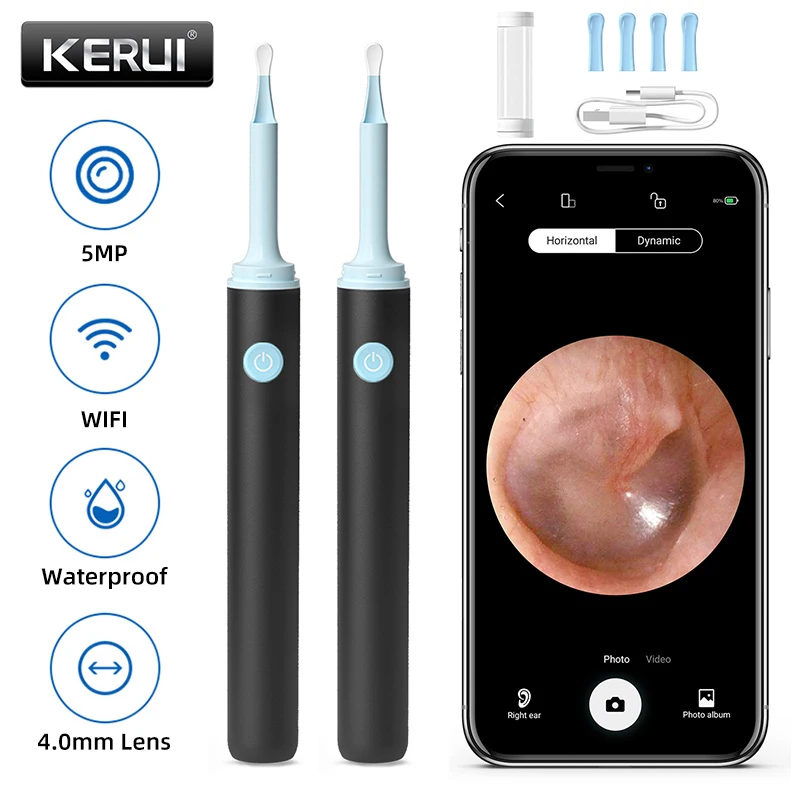 

KERUI Wireless Smart Visual Ear Cleaner 1080P Ear Stick Otoscope Ear Wax Removal Tool Earpick Camera Endoscope for iOS Andro