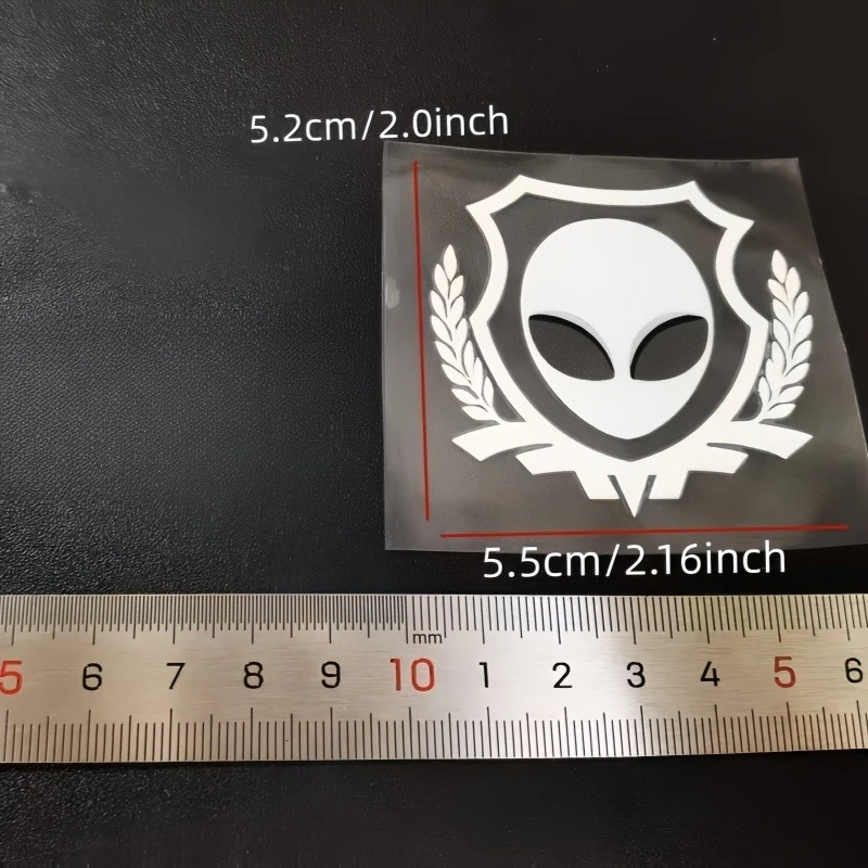 Alien Helmet Shield Vinyl Sticker Set, White Black Waterproof Decal, Multi-purpose Sci-Fi Decor for Car, Laptop, Helmet