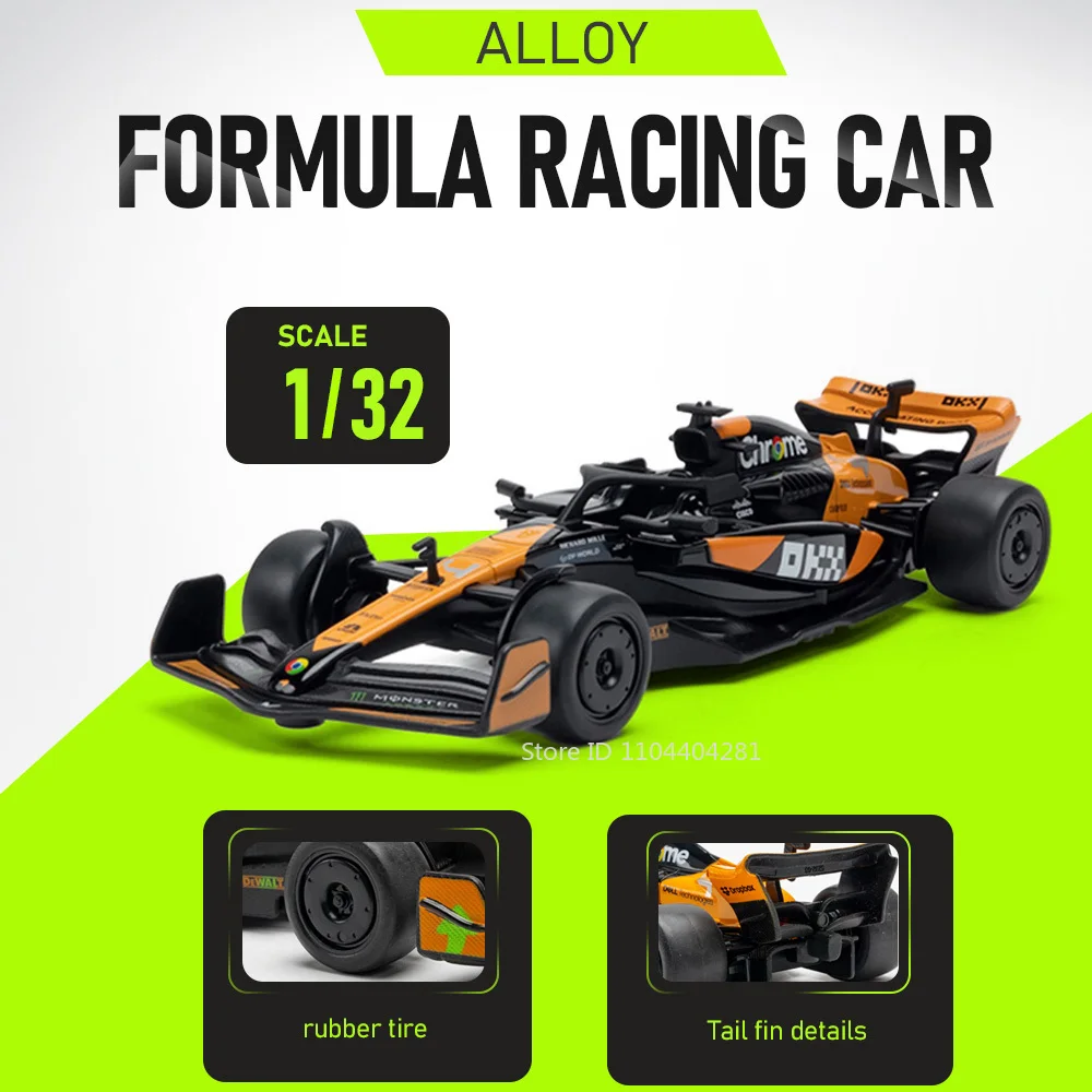 

1:32 F1 Formula Racing Car Diecast Model Alloy Toys Rubber Tire Metal Body Miniature Vehice Gifts for Collectors and Enthusiasts