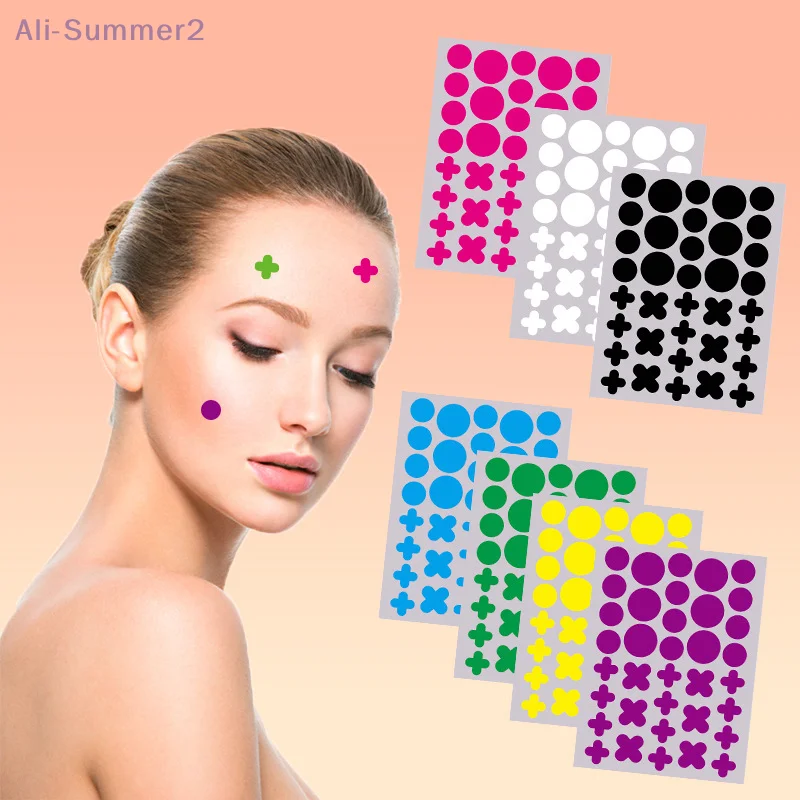 180 قطعة/5 ورقة ملونة مستديرة الصليب على شكل بثرة بقع حب الشباب غير مرئية إزالة العناية بالبشرة ملصقات الوجه بقعة الجمال ماكياج أداة #2