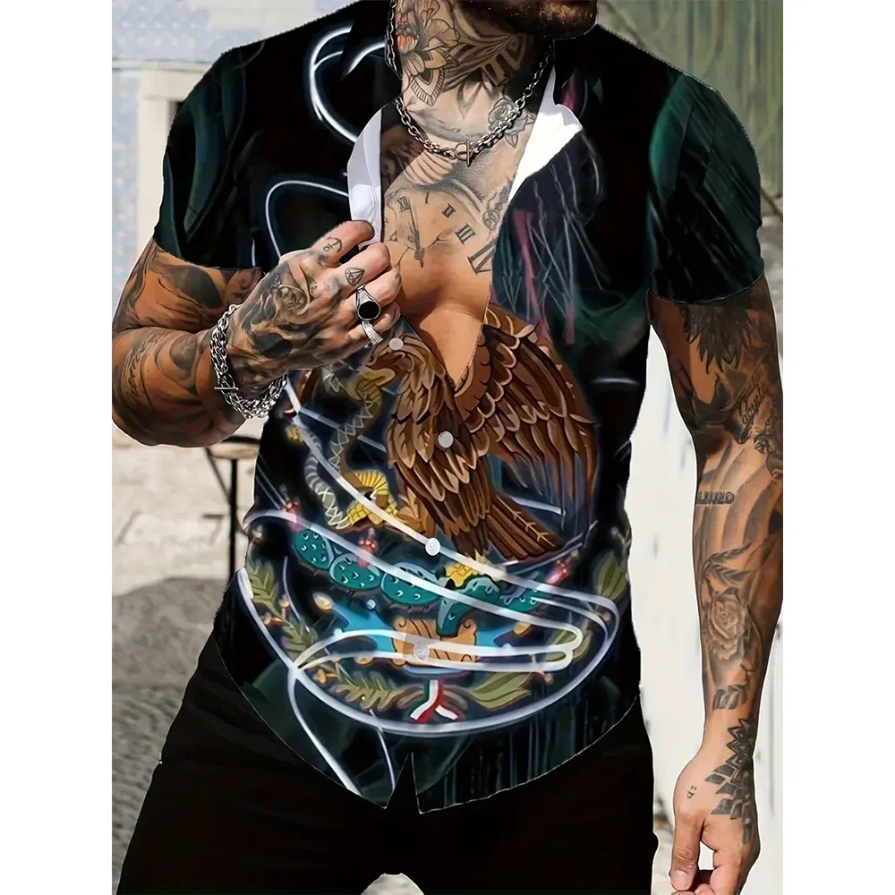 Summer Mexico Mexican Flag 3D Print Beach Shirts Men Women Casual Fashion Streetwear Short Sleeve Shirt Tops Blouse Man Clothing