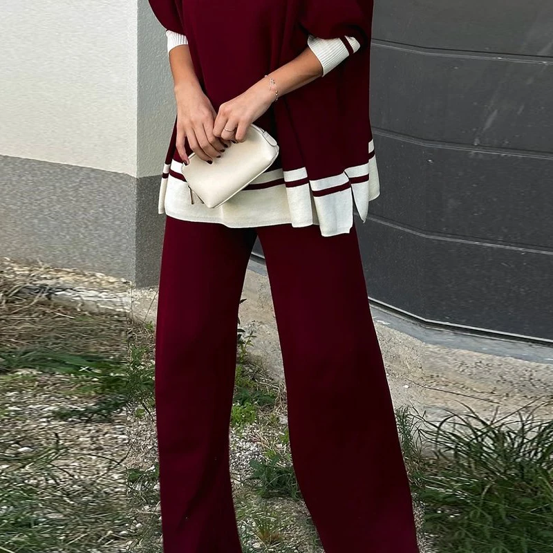 Modigirl Damen-Strickhose für Herbst und Winter, 2025, neue, lässige, einfache, einfarbige, warme Stretch-Strickhose mit weitem Bein für Damen