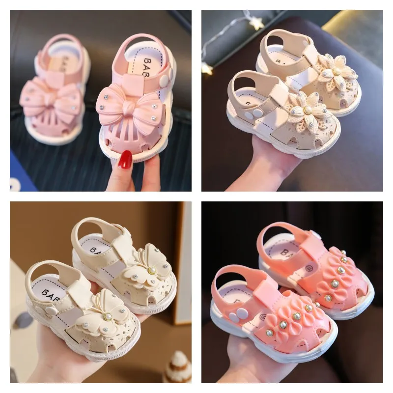 Summer Footwear for Baby Girls: Soft-Sole, Anti-Slip Sandals and Toe-Protecting Shoes with Cartoon Designs for Toddlers