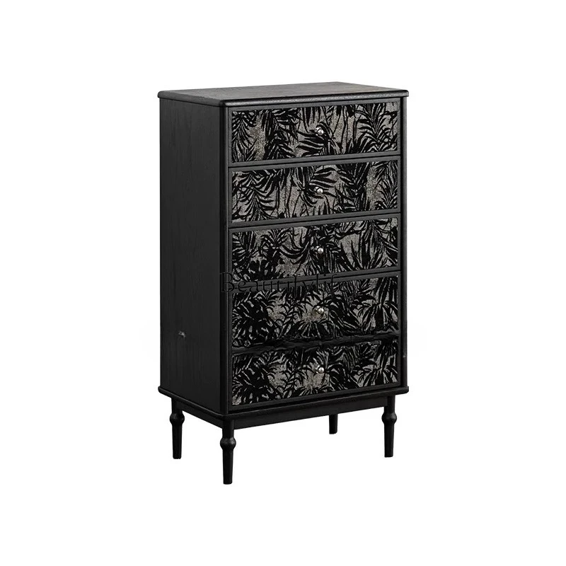 

French retro solid wood home porch cabinet living room multi-functional wall integrated storage cabinet