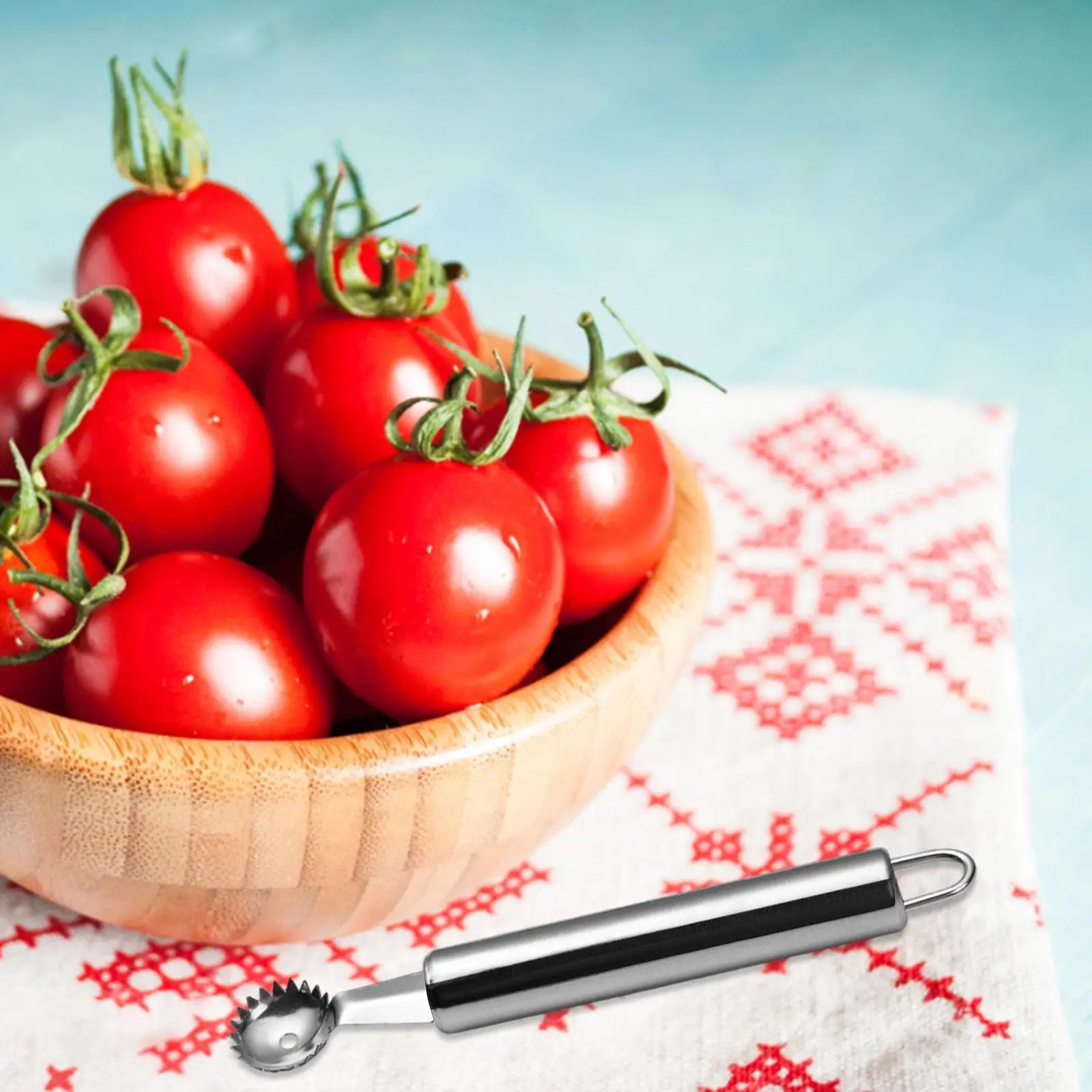 Tomato Corer Remover Strawberry Stem Remover Tool Portable Stainless Steel Tomato Stem Remover Vegetable Fruit Stem Remover view 4