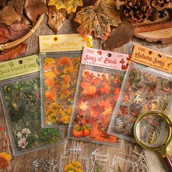 Journamm 8pcs/pack Plants Flowers Leaf PET Stickers Decor Scrapbooking Collage Junk Journal Planner Decor Sticker Stationery