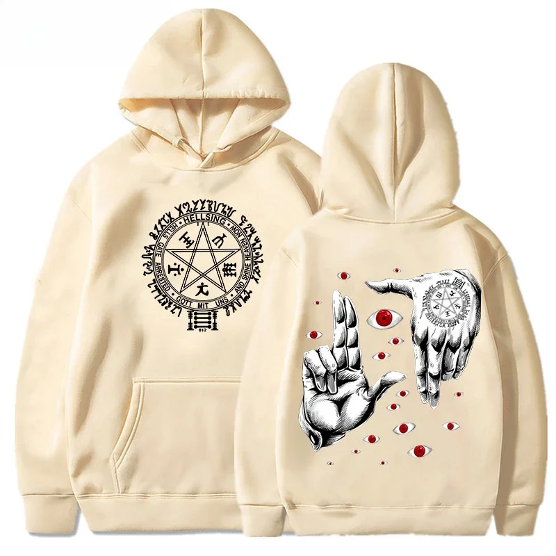 2024Anime Hellsing Ultimate Aluca Hoodie Men\'s Fashion Anime Horror Anime Harajuku Casual Loose Top Men and Women The Same
