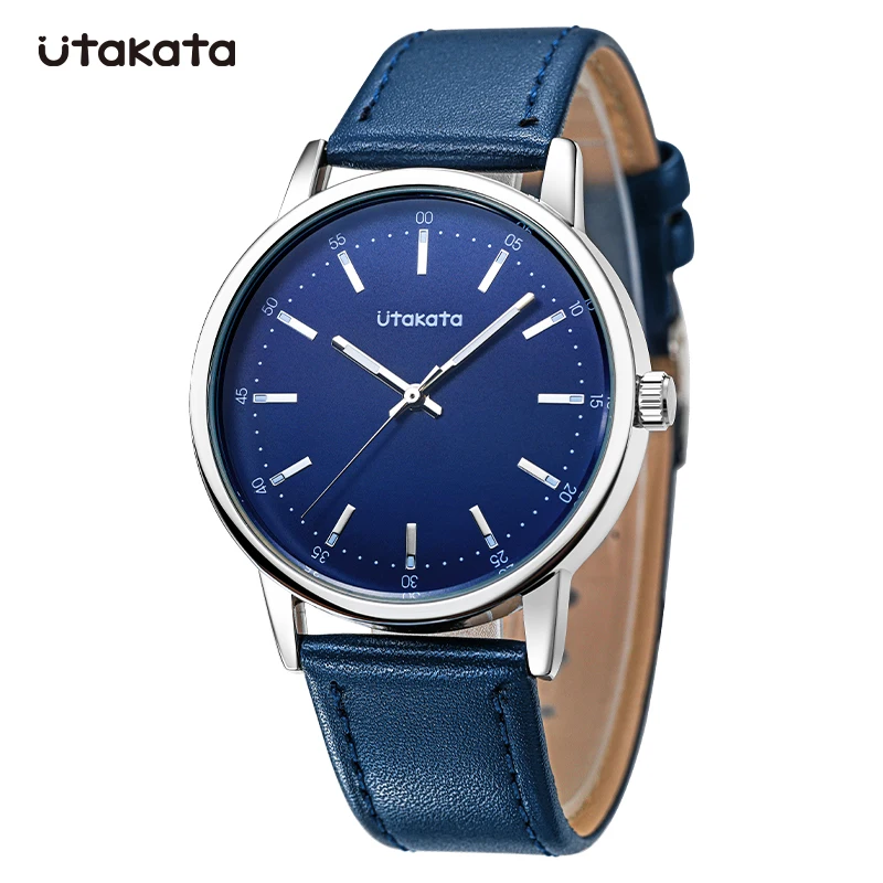 Utakata Business Luxury Watch Men Casual Leather Watches Quartz Waterproof Luminous Wristwatches Student Clock Relogio Masculino