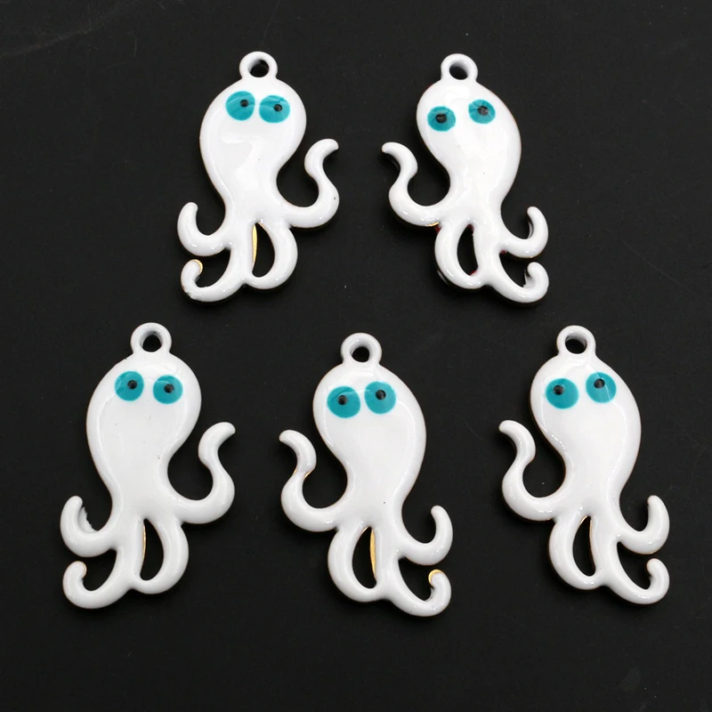 10pcs 28x15mm Enamel Octopus Charms Pendant Stainless Steel DIY Jewelry Making Accessories Findings for Necklace Earrings image 4