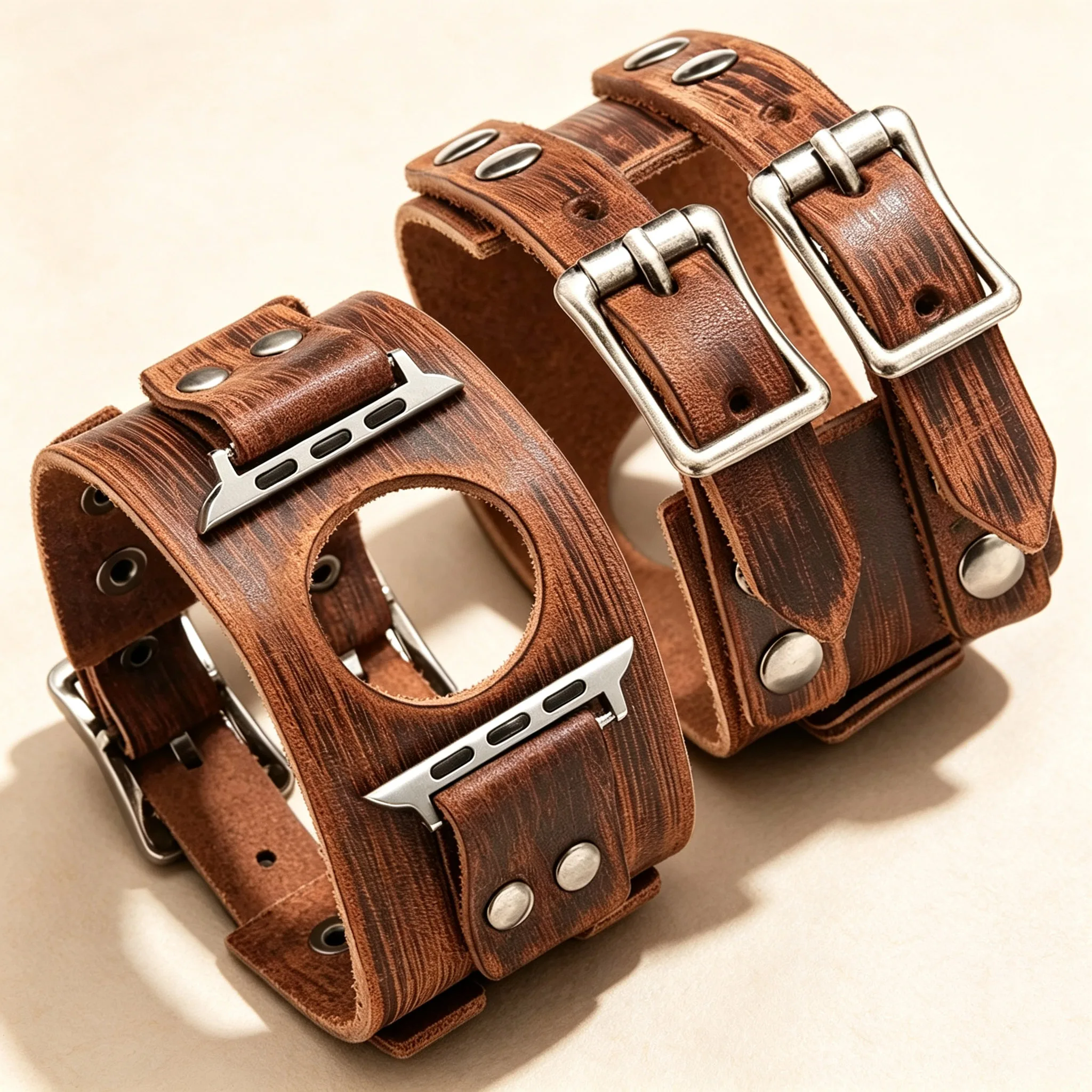 Echtes Lederarmband für Apple Watch Ultra 3 4 49mm, 45mm, 44mm, 46mm, Armband mit doppelter Metallschnalle, iWatch Series 12 11 10 SE