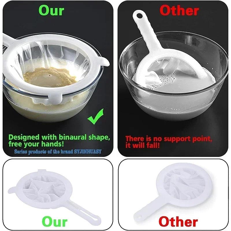 200 Mesh Kitchen Strainer Mesh Filter Sieve Food Strainer Nylon Mesh Filter Spoon Soy Milk Juice Yogurt Strainer Kitchen Gadgets