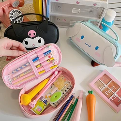 Borse per il trucco da donna Sanrio Kuromi Melody Kawaii Pu Articoli da toeletta Organizzatore cosmetico Borsa con cerniera Borsa da viaggio Borsa per il trucco femminile