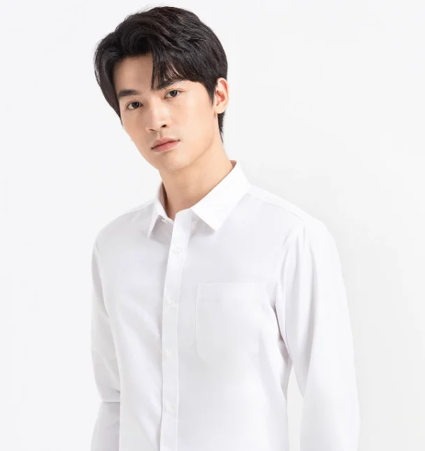 Men's long sleeved white shirt, easy to take care of, business dress shirt