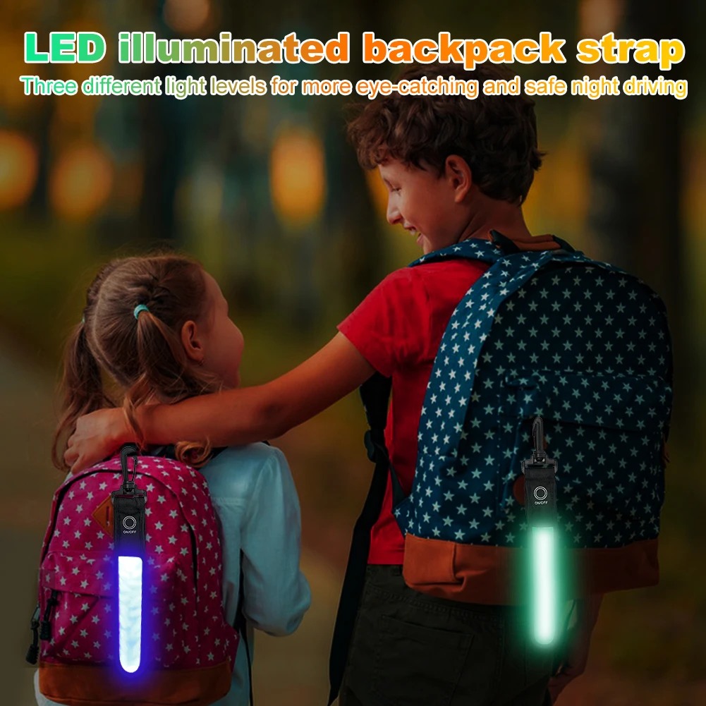 4Pcs LED Reflective Backpack Hanging Light 3 Modes Flashing Light Reflective Pendants Safety Reflector Pendant for School Bags