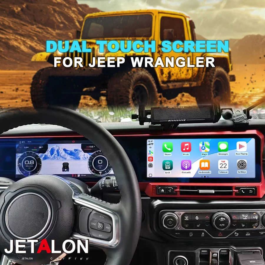 

10.9inch+10.9inch Car Radio For JEEP WRANGLER 2018-2022 Carplay Android Dual Touch Screen Multimedia Video Player GPS Stereo 4G
