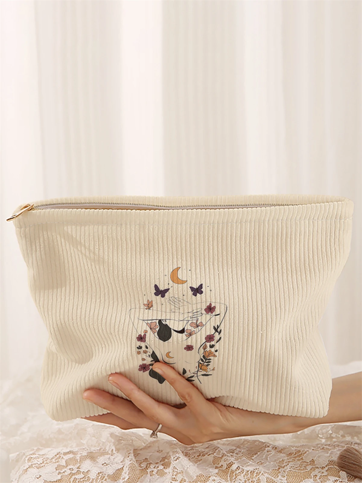 حقيبة مكياج سروال قصير، صندوق تخزين مكياج بسحاب خفيف الوزن، حقيبة متعددة الوظائف مع بطانة