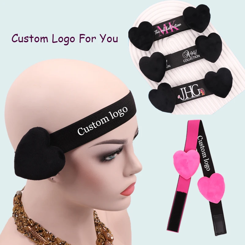 10/20Pcs Wig Band For Edges with Custom Logo Edge Melt Band With Large Heart Shape Ear Protector For Wigs New Glueless Wig Band