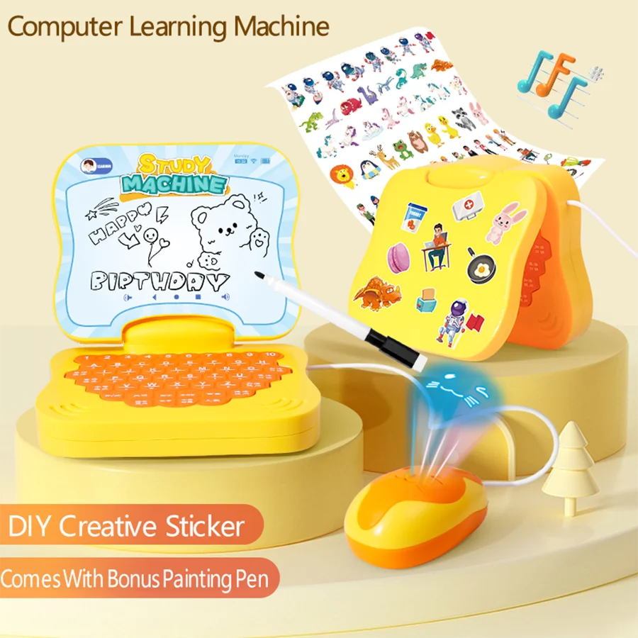 Crianças educação precoce computador bilíngue mouse projeção máquina de aprendizagem brinquedo educativo simulação ponto máquina leitura