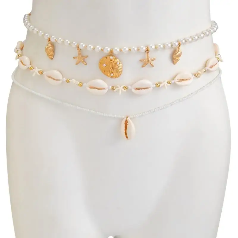 31BB Stylish Adjustable Belly Chain Featuring Beads And Pearls Accent For Festivals