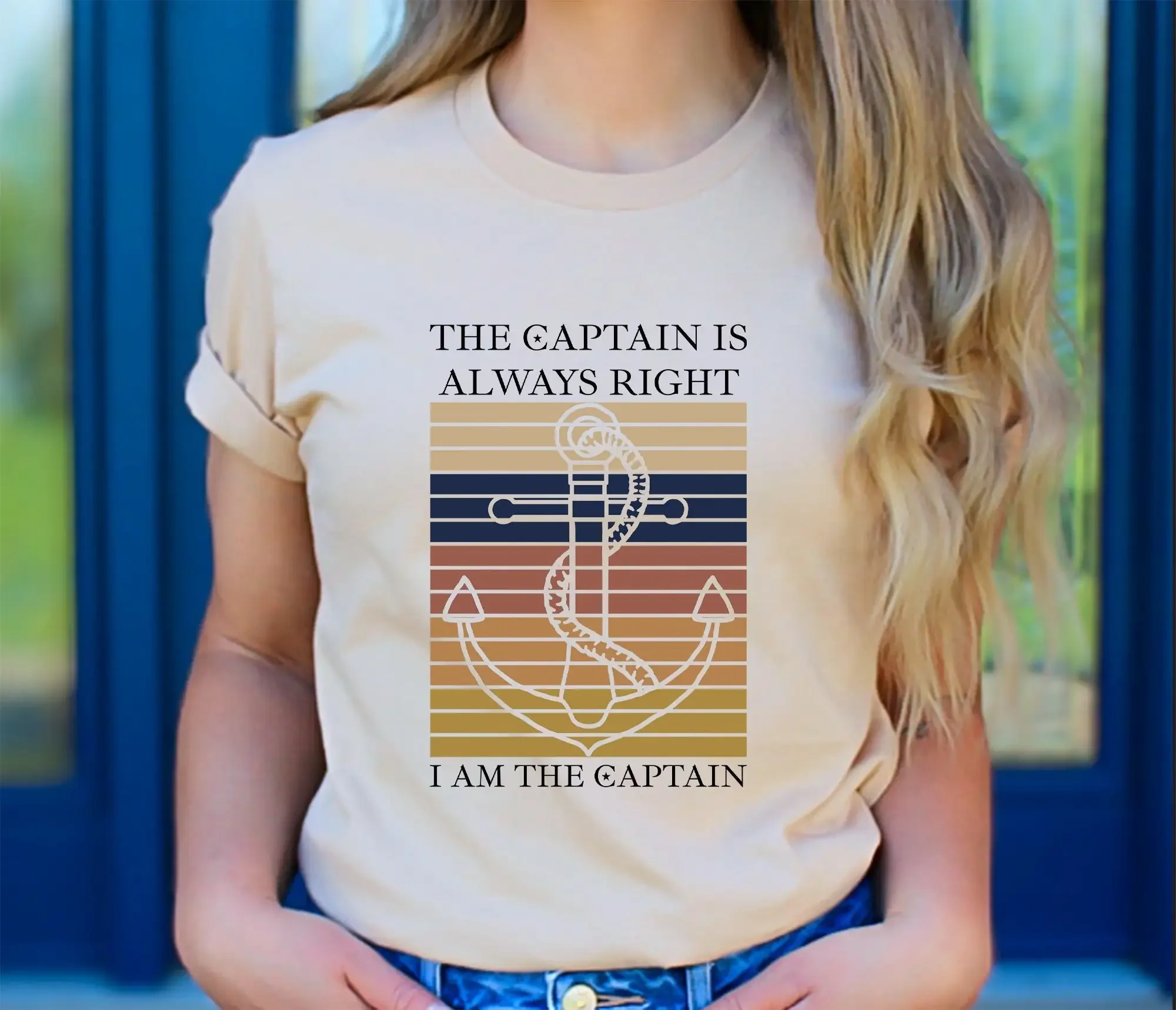 The Captain Is Always Right I'M T Shirt Anchor Nautical Boater Boat Pontoon Lover