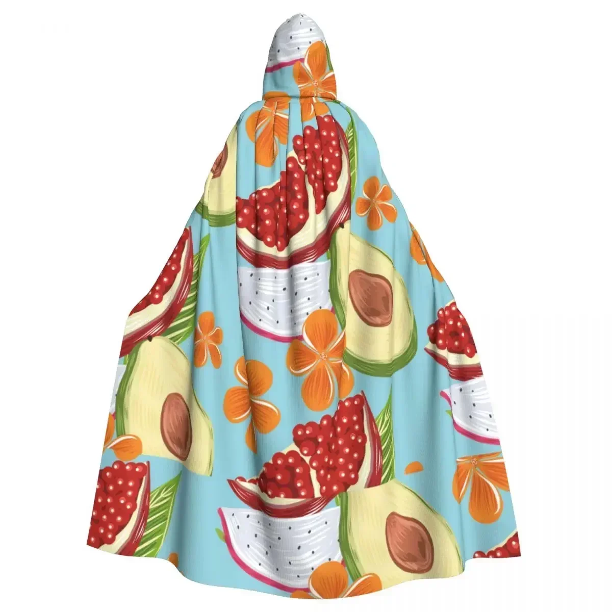 Long Cape Cloak Hand Drawn Topical Fruit Hooded Cloak Coat Autumn Hoodies