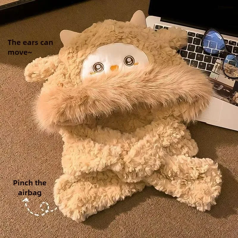 قبعة دمية دب زبدة كرتونية لطيفة للأطفال في الخريف والشتاء، مع إضافة قطيفة للتدفئة وإظهار الوجه