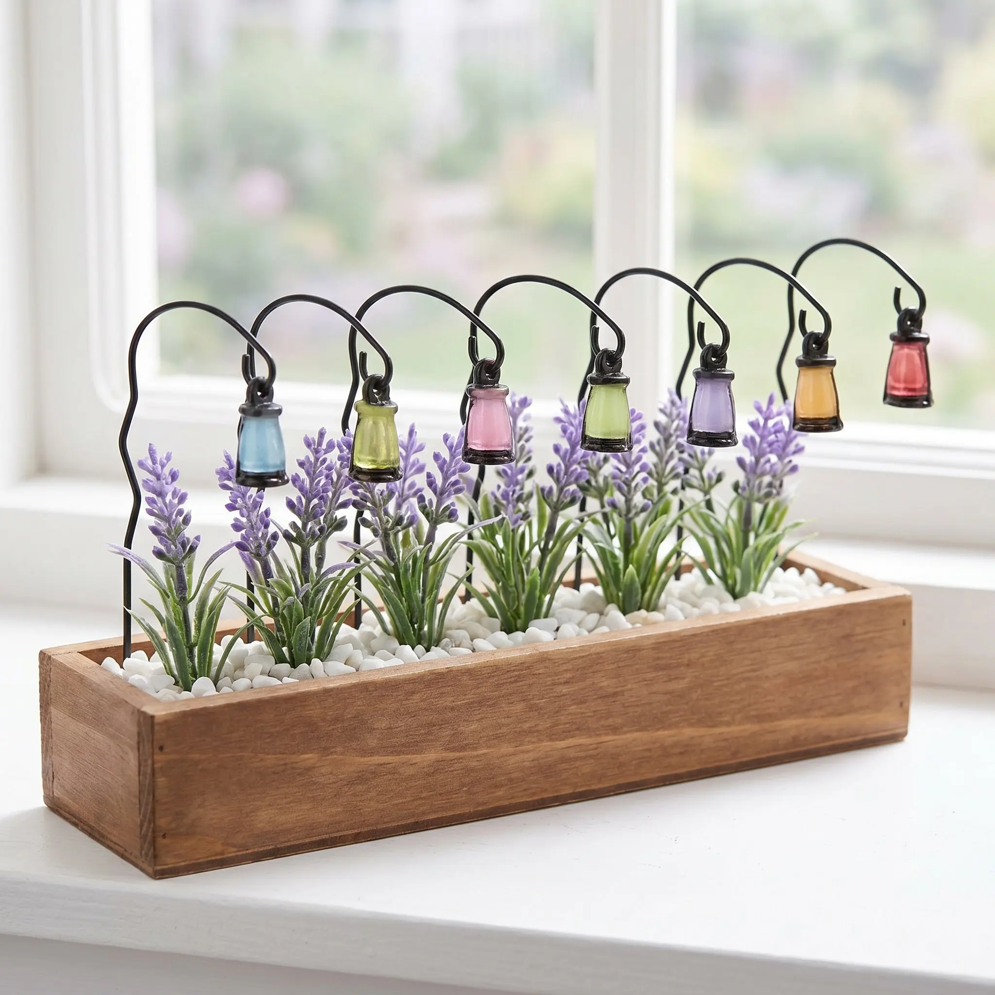 7Pcs Glowing Mini Lantern Landscape Ornament Flower Lamp Decorative Table Centerpiece Indoor Outdoor Garden Fairy Lantern