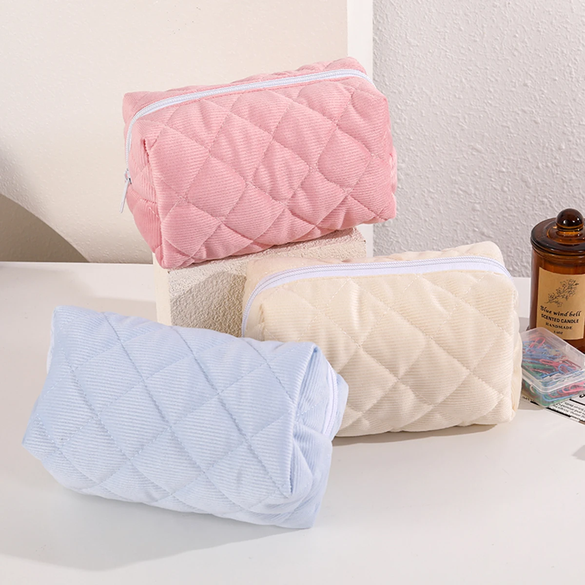 Pillow Large Capacity Striped Pencil Case  for Girls Portable Stationery Organizer Student School Supplies Back To School Gift