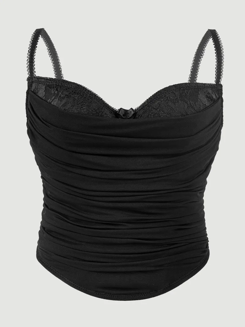 Camisola ajustada con corsé, Top de tubo de retales de malla transparente Sexy, prendas de vestir exteriores adelgazantes para chica, Top corto de fiesta, Top puro deseo C9L1