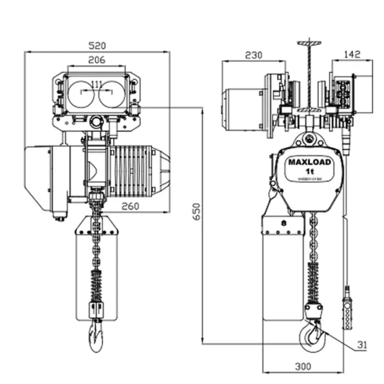 G80 steel chain electric hoist block for lifting equipment