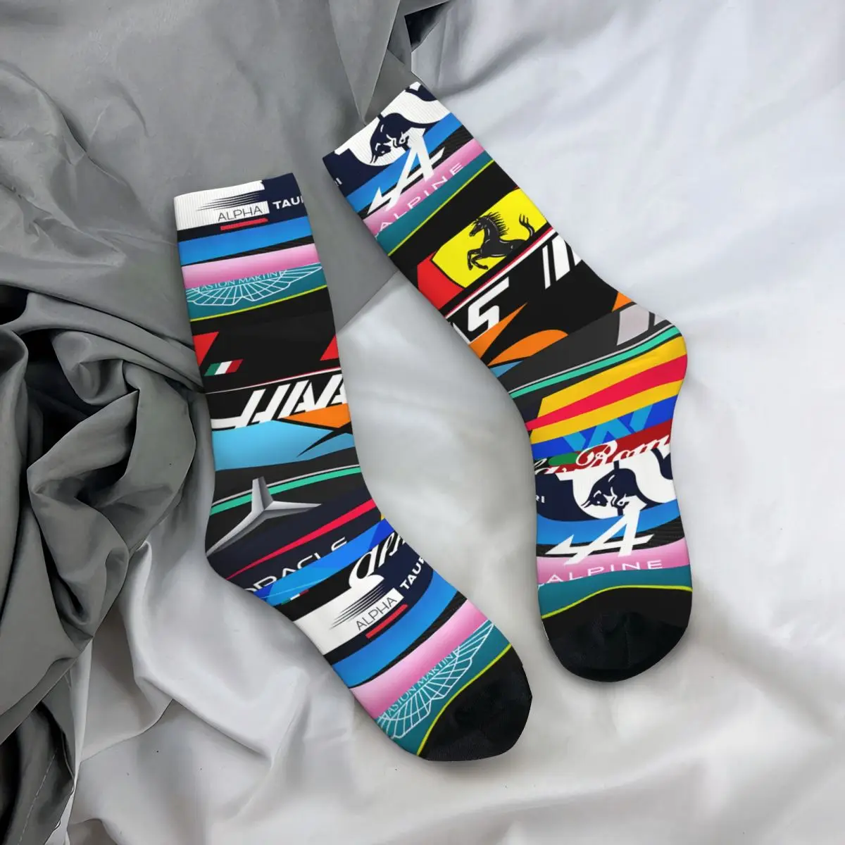 Funny Crazy Sock for Men 2023 Grid Liveries Hip Hop Harajuku F1 Formula 1 Happy Quality Pattern Printed Crew compression Sock