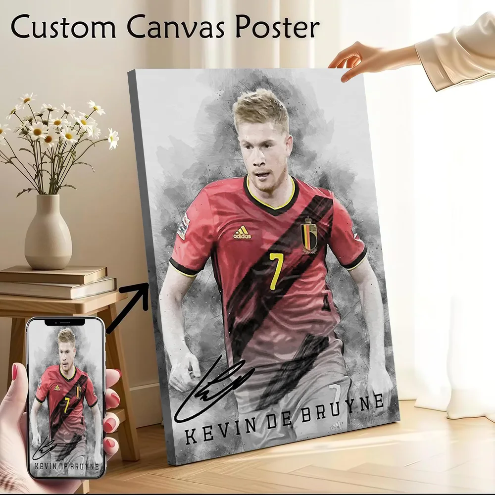 Kevin De Bruyne Belgium Jersey Poster Customizable Printed Canvas Painting for Pictures Wall Art Home Decorations Wand Deko Arts