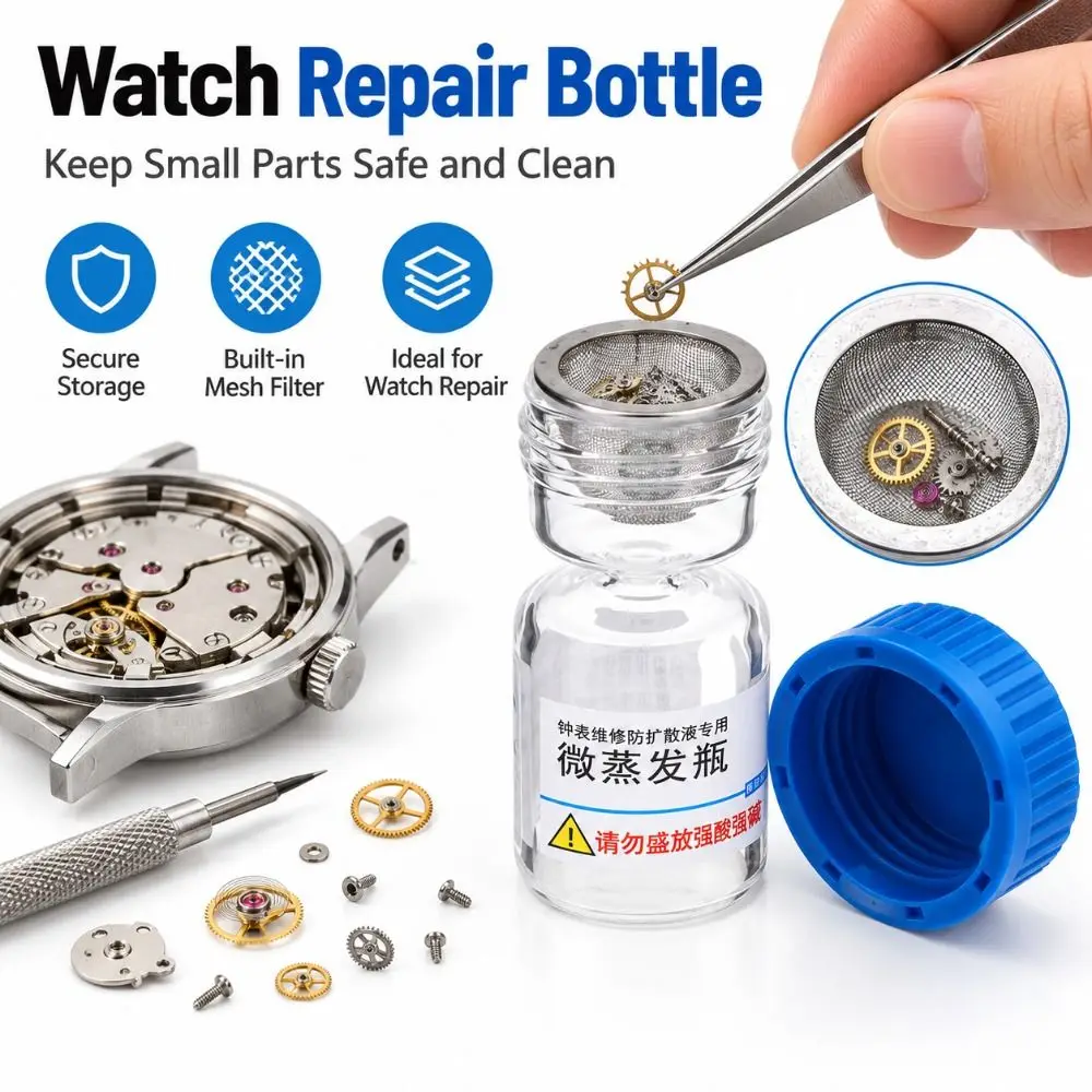 Mesh Anti Diffusion Watch Repair Bottle Glass Screw Cap Micro Evaporation Bottle Sealed Special Oil Container