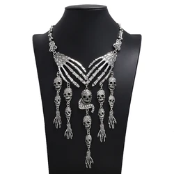 LZHLQ Necklace Skeleton Head Long Chain Female Fashion Accessories Collar Skull Necklace Punk Women Chunky Jewelry