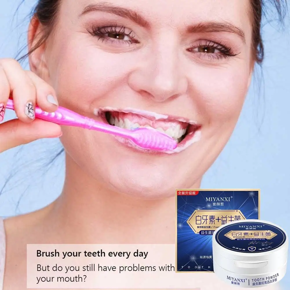 MIYANXI-pasta de dientes blanqueadora, polvo blanqueador de dientes, 50g, polvo probiótico activado para higienizar bucal A4N4