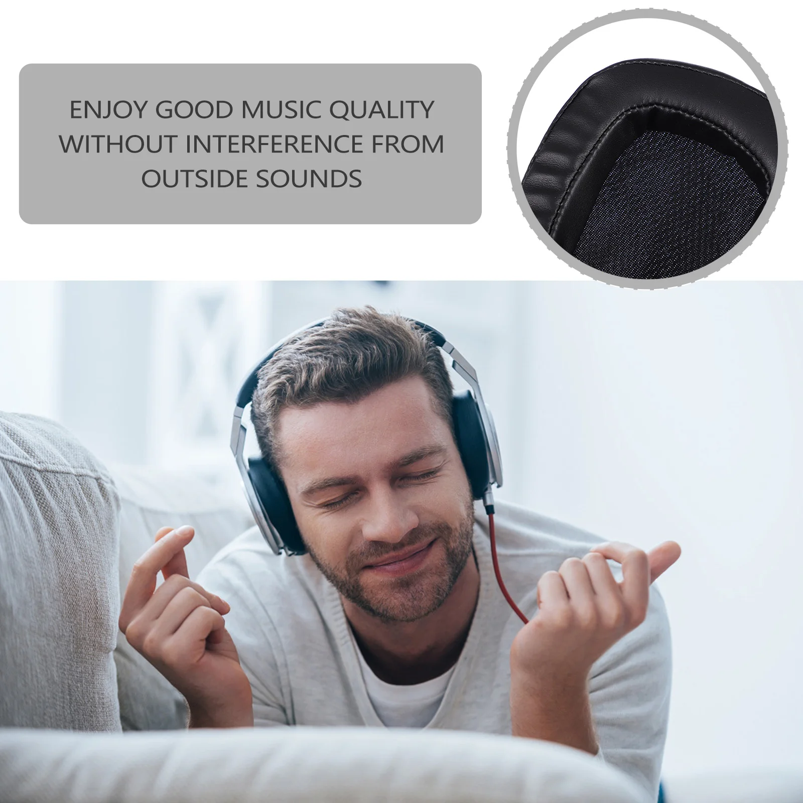

2pcs Black Covers Replacement Cushions For Headset Comfortable Ear Pads Headphone Protective Cover Headset Cover Ear