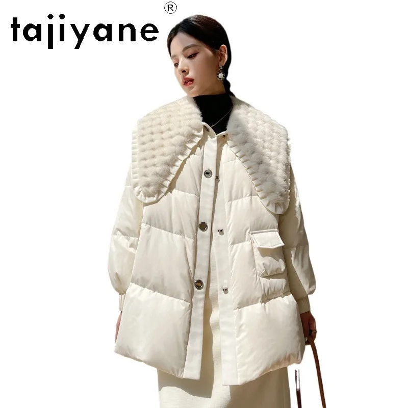 TAJIYANE Quality Goose Down Jacket Woman Mink Fur Collar Puffer Jackets of Woman Doll Collar Thicken Winter Coat Woman Loose 패딩