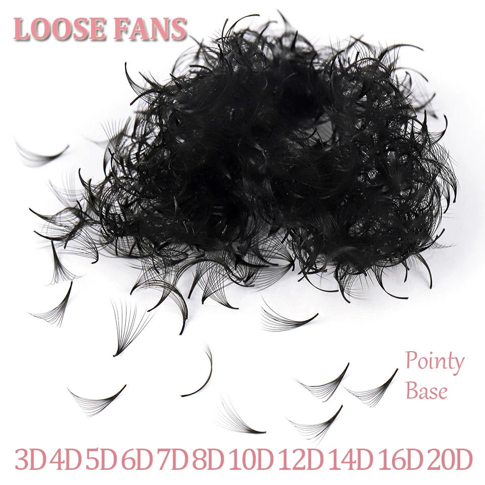 3D-20D Premade Loose Fans Lashes Pointy Base Loose Fans Lashes Medium Narrow Stem Russian Volume Fans Eyelash Extensions Makeup