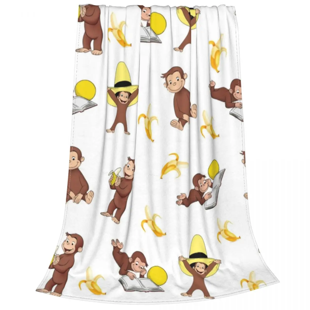 George The Curious Monkey Blanket Velvet cartoon for kids TV Series Lightweight Throw Blankets for Home Couch Bed Rug