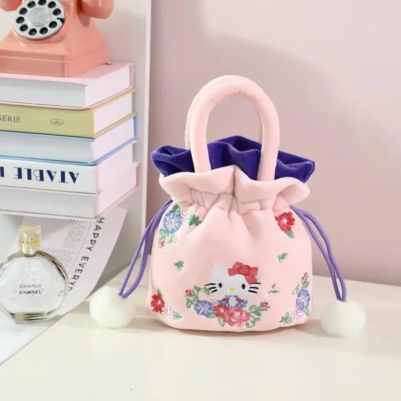 

Kawaii Sanrio аниме хобби Hello Kitty мультфильм вышитая сумка на запястье девушка выход сумка для хранения подарок на день рождения