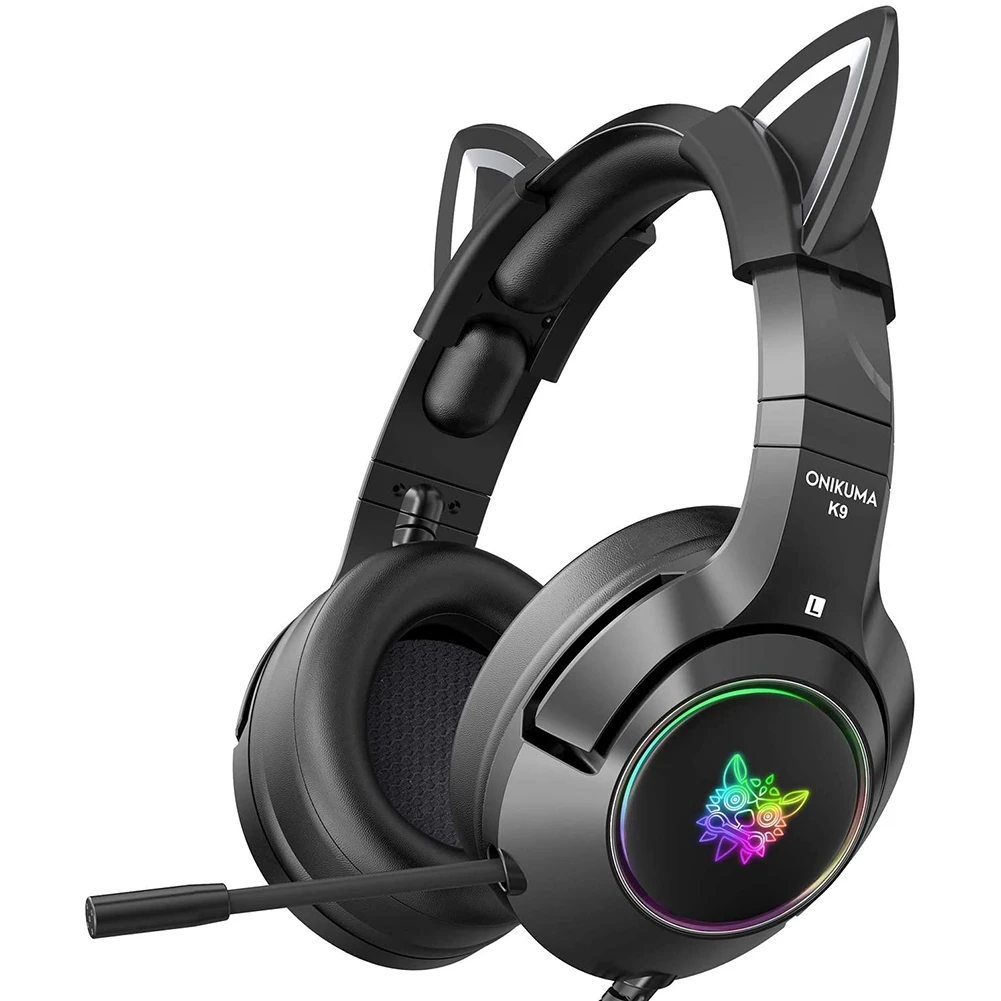 

ONIKUMA K9 Gaming Headset with Removable Cat Ears and RGB Luminous,Mobile Phone Computer Noise Reduction Headset