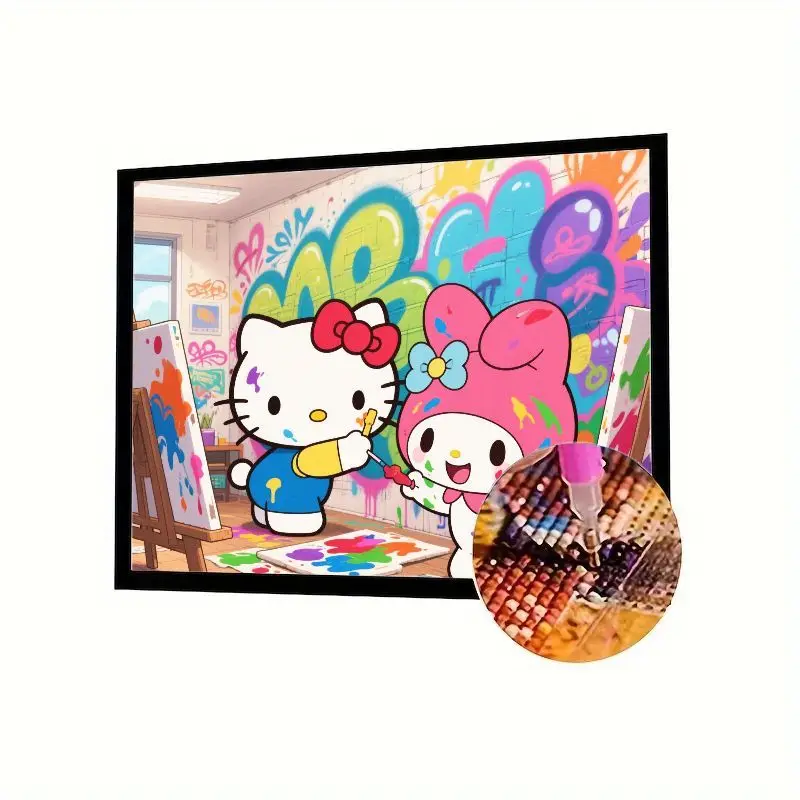 

1 шт. Hello Kitty My Melody Graffiti Art 5D Набор для алмазной живописи - Полная дрель Яркие персонажи Sanrio DIY Diamond Art Craft для