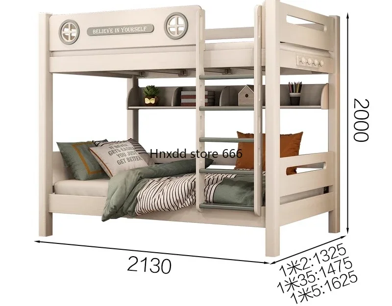 

Full solid wood bunk bed Two-layer upper and lower beds Parallel children's upper and lower bunks