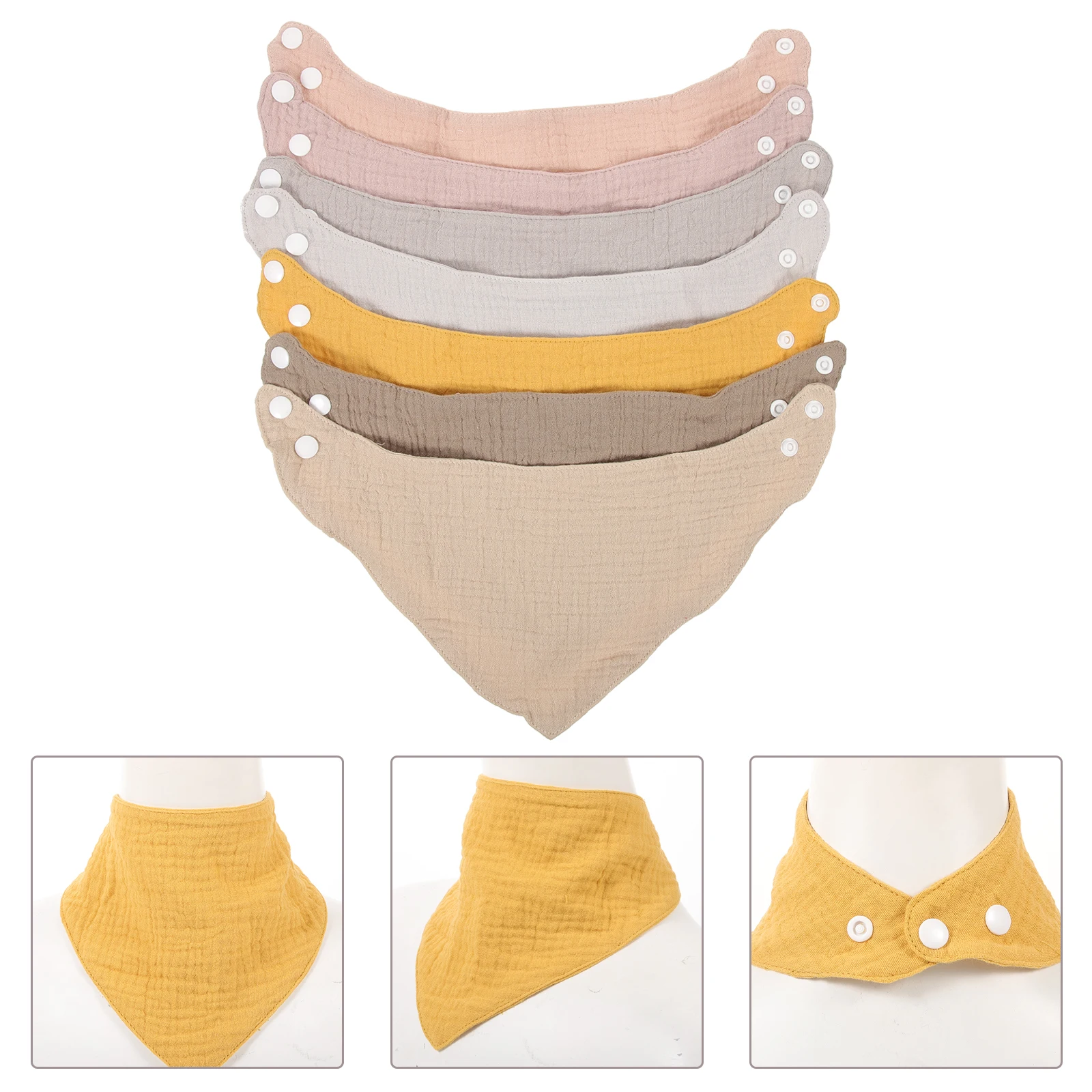 

7Pcs Cotton Multi Use Bib Small Clothes Small Care Bib Protector Unisex MultiUse Eating Dinner Colorful Reusable