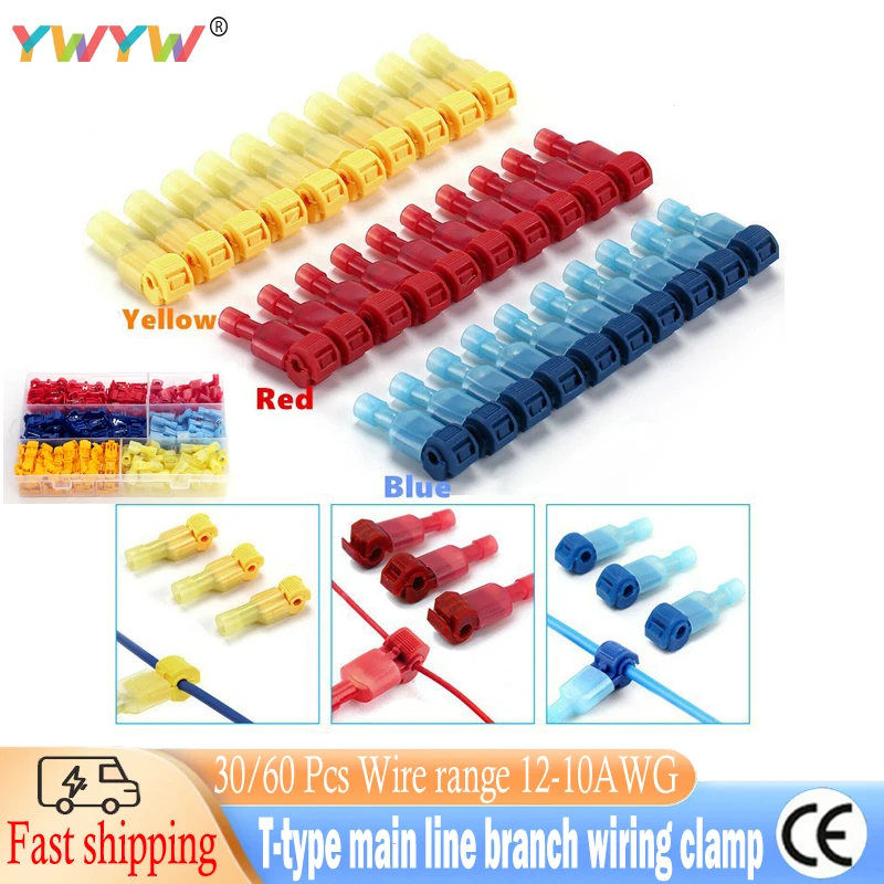 

60Pcs T-Tap Connector Quick Electrical Cable Connector Snap Splice Lock Wire Terminal Waterproof Crimp Wire Terminal