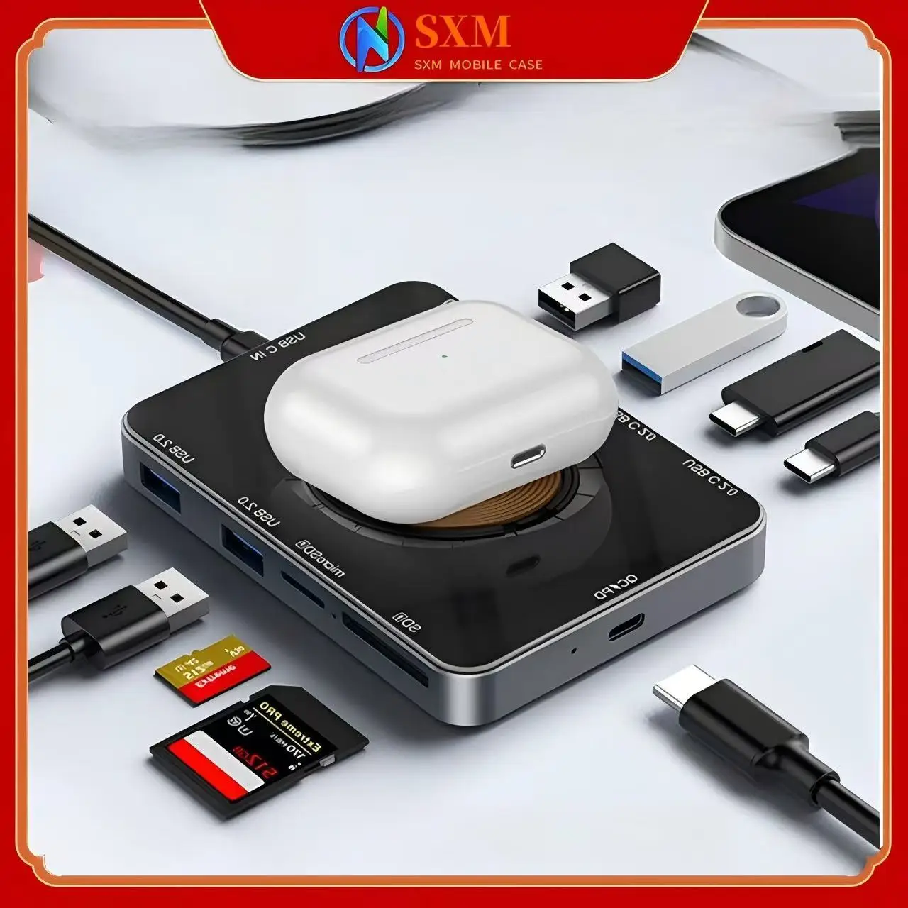 

Typec USB HDMI 15W Wireless Fast Charging hub3.0 1 Dual Head Mobile Phone Computer Splitter Docking Station