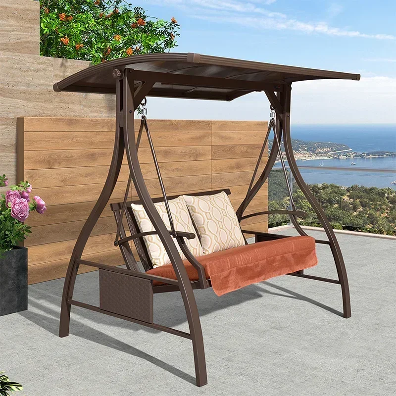 

Outdoor Double Wrought Iron Chair Rainproof Garden Garden Rocking Chair Outdoor Swing