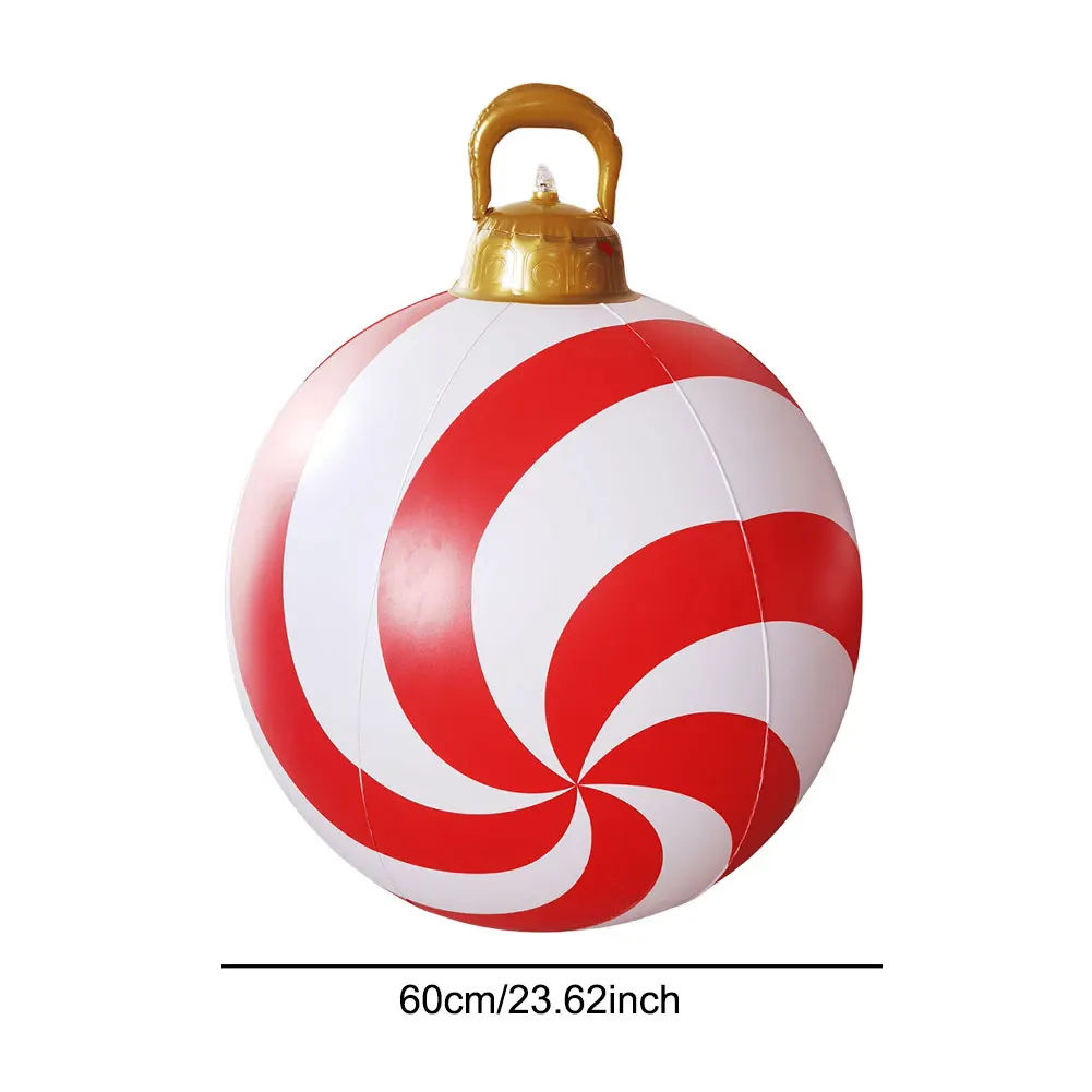 60cm Giant Christmas Inflatable Print Ball with Lights LED Christmas Inflatable Ball Giant Luminous Inflatable Christmas Ball